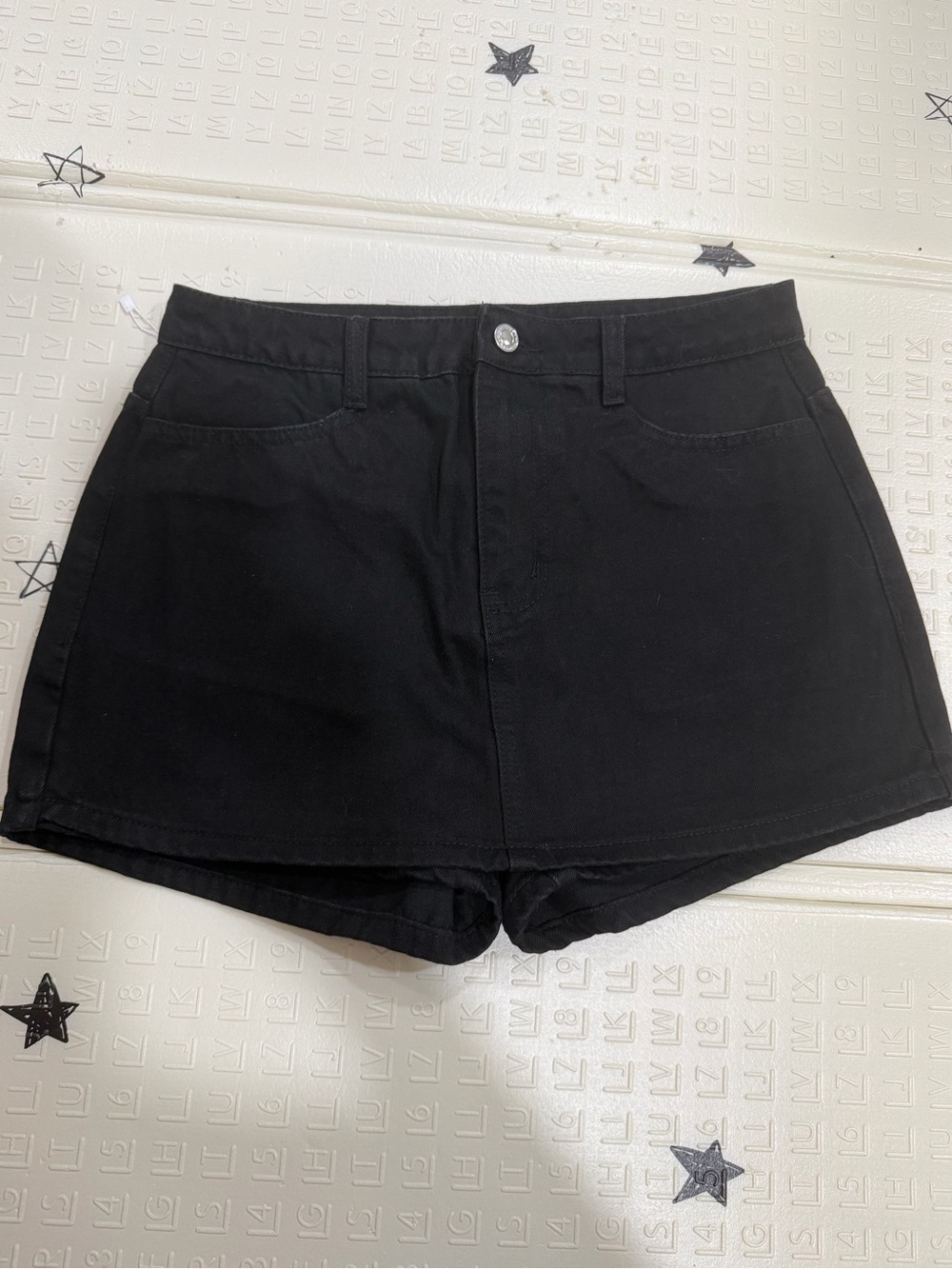 Missguided + Black High-Rise Denim Skort Shorts